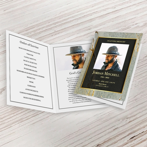 Show details for Gray Gold Marble Funeral Program (MegaEdit)