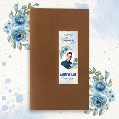 Show details for Blue Floral Guest Book - Brown