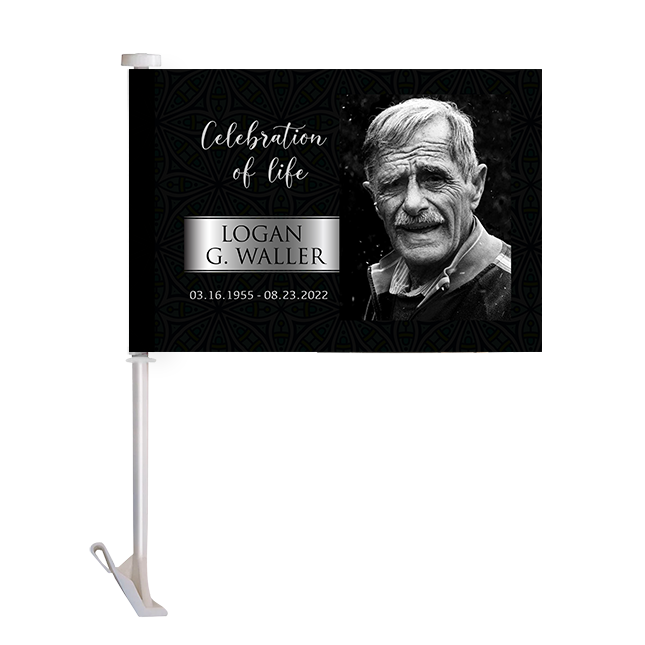 Show details for Black Silver Classic Car Flag