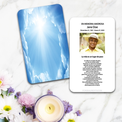 Show details for Angelic Blue Clouds Spanish Prayer Card