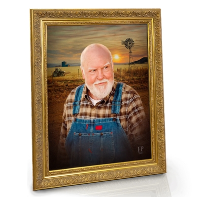 Show details for Framed Memorial Portrait - The Famer's Heart Lifescapes Background