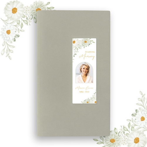 Show details for White Floral Border Guest Book - Gray