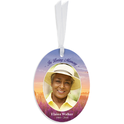 Show details for Purple Fields Oval Ornaments