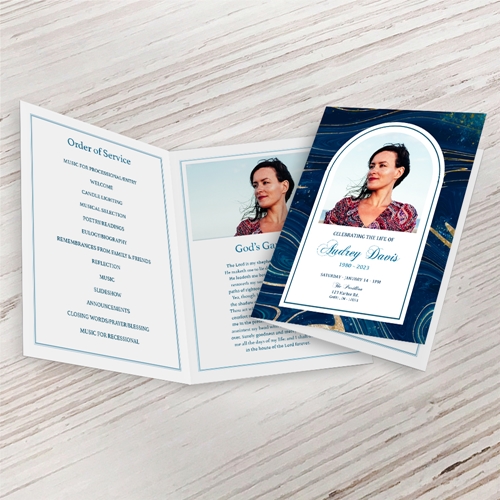 Show details for Blue Geode Funeral Program (MegaEdit)