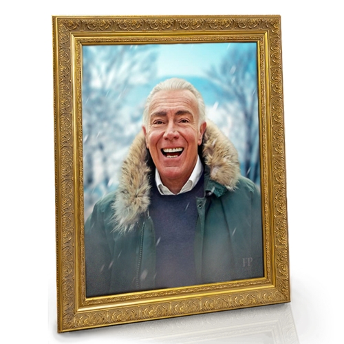 Show details for Framed Memorial Portrait - Winters Embrace Lifescapes Background