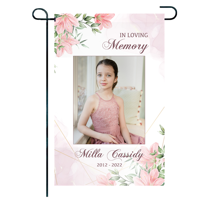 Show details for Pink Gold Floral Garden Flag