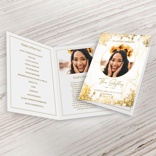 Show details for Gold Leaves Funeral Program (MegaEdit)