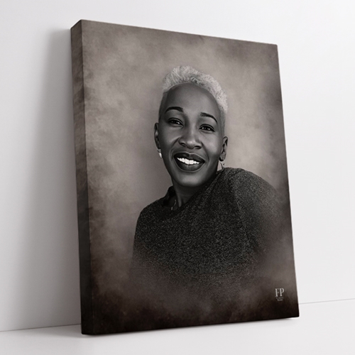 Show details for Wrapped Canvas Memorial Portrait - Black & White Studio Background