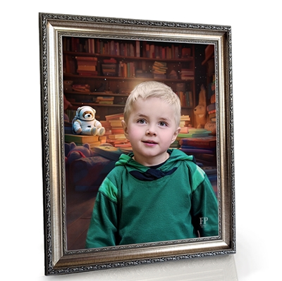 Show details for Framed Memorial Portrait - World of Imagination Lifescape Background
