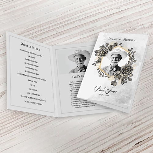 Show details for Black Gold Floral Funeral Program (MegaEdit)