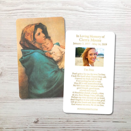 Show details for Mary & Baby Jesus 2 Gold Foil Memorial Card