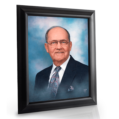 Show details for Framed Memorial Portrait - Classic Blue Studio Background