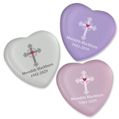 Show details for Heart-Shaped Cross Memorial Stones