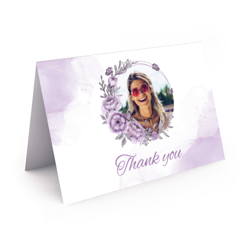 Show details for Purple Floral Thank You Card