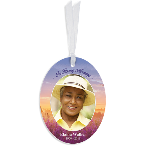 Show details for Purple Fields Oval Ornaments