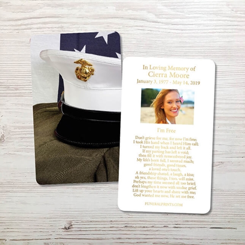 Show details for Marine Cap Gold Foil Memorial Card