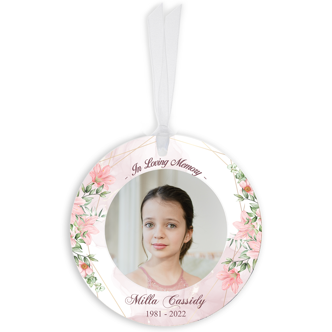 Show details for Pink Gold Floral Circle Ornaments