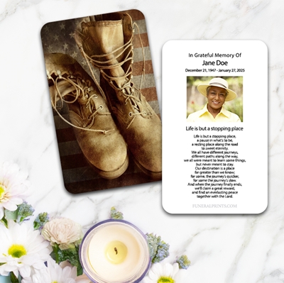 Show details for Flag & Boots 2 Large Memorial Card (3" x 4.75")