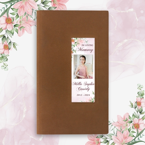 Picture of Pink Gold Floral Guest Book - Brown