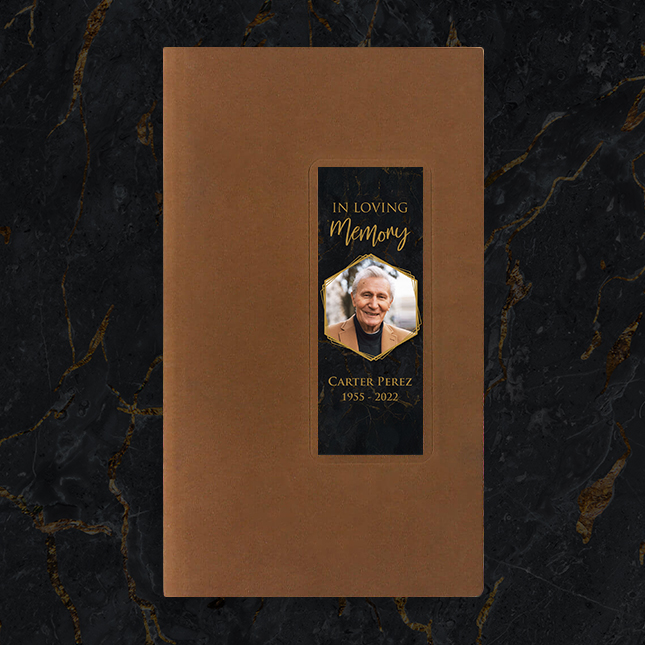 Show details for Black Marble Guest Book - Brown