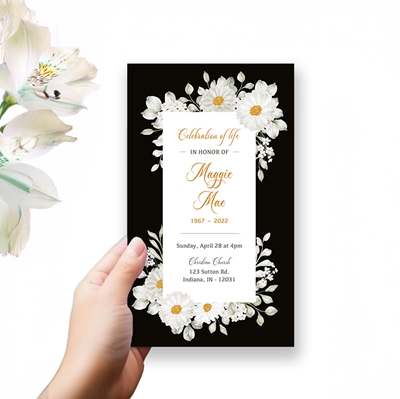 Show details for White Floral Trifold Program