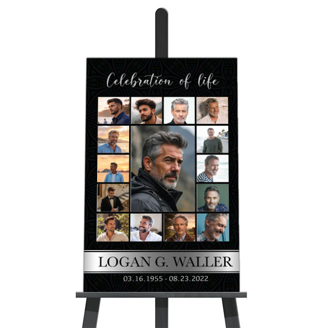 Show details for Black Silver Classic Collage Funeral Poster