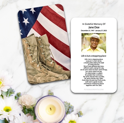 Show details for Flag & Boots Large Memorial Card (3" x 4.75")