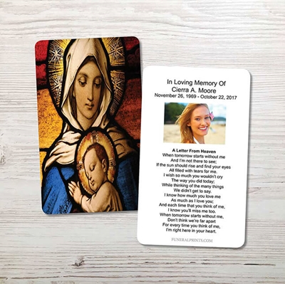 Show details for Virgin Mary with Baby Jesus Memorial Card