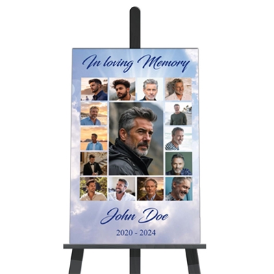 Show details for Cross in Clouds Collage Funeral Poster