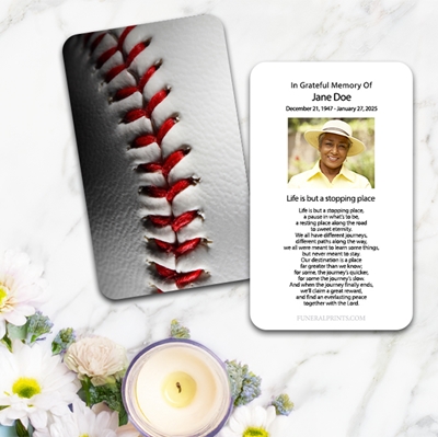 Show details for Baseball 3 Large Memorial Card (3" x 4.75")