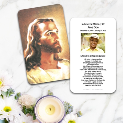 Show details for Jesus 2 Large Memorial Card (3" x 4.75")