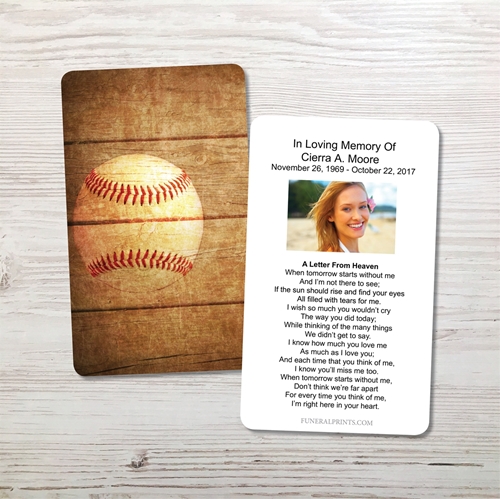 Picture of Baseball Memorial Card