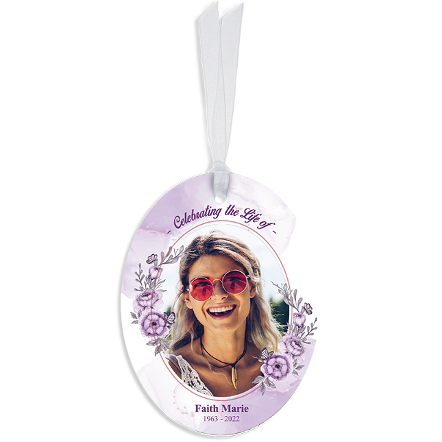 Show details for Purple Floral Oval Ornaments