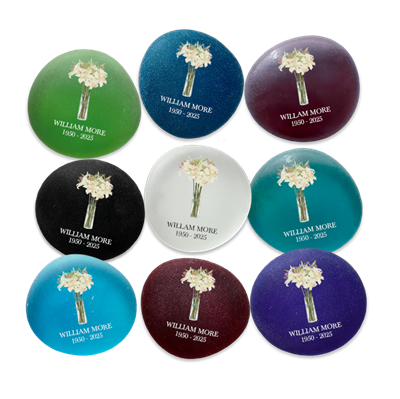 Show details for Multicolor Frosted Assortment Lillies in Vase Memorial Stone