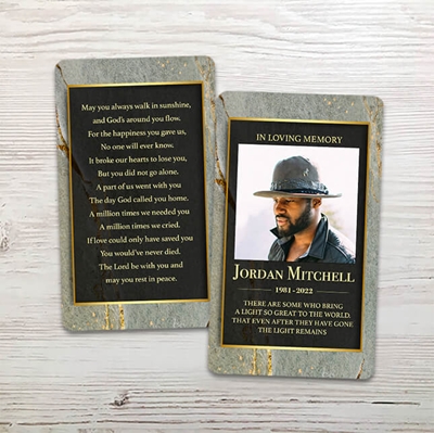 Show details for Gray Gold Marble Memorial Card