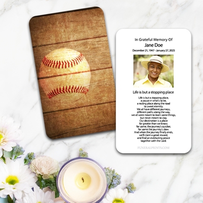 Show details for Baseball Large Memorial Card (3" x 4.75")