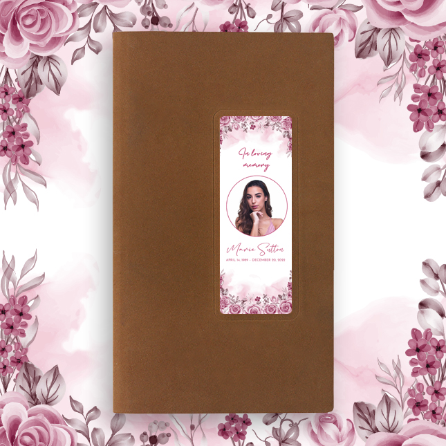 Show details for Pink Floral Border Guest Book - Brown