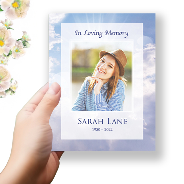 Show details for Cross in Clouds Funeral Program 