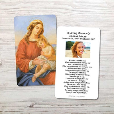 Show details for Mary & Baby Jesus Memorial Card
