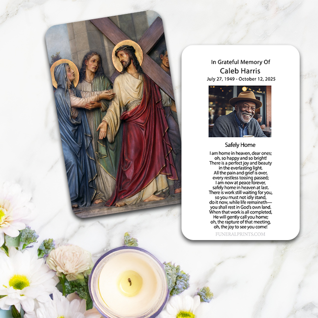 Show details for Jesus Carrying Cross Spanish Prayer Card