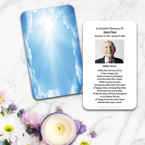 Show details for Angelic Blue Clouds Large Memorial Card (3" x 4.75")
