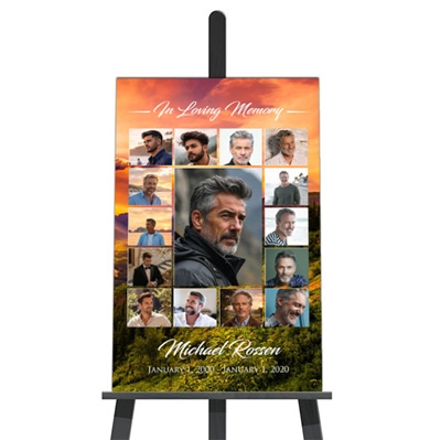 Show details for Hillside Sunset Collage Funeral Poster