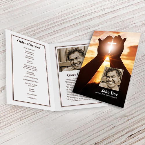 Show details for Cross In Hand Funeral Program (Design for me)