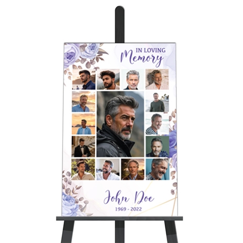 Show details for Purple Gold Floral Collage Funeral Poster