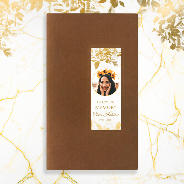 Show details for Gold Leaves Guest Book - Brown
