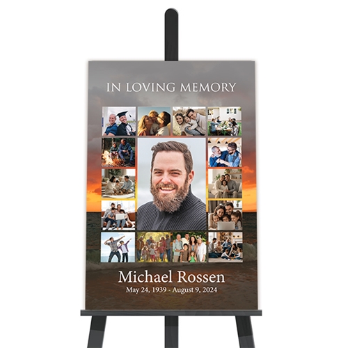 Show details for Ocean Sunset Collage Funeral Poster