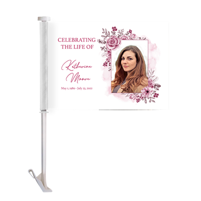 Show details for Pink Floral Car Flag