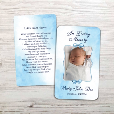 Show details for Blue Ribbon Baby Boy Memorial Card