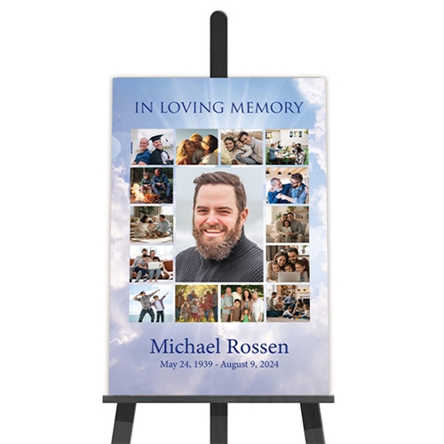 Show details for Cross in Clouds Collage Funeral Poster