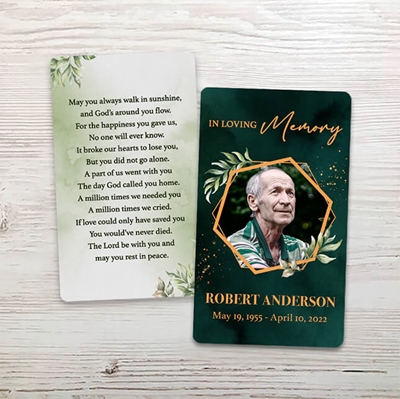 Show details for Green Stardust Memorial Card